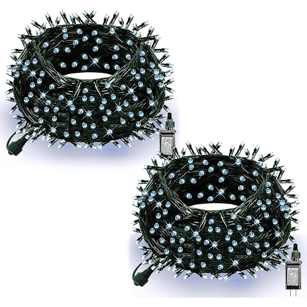 Ljusstrimma med 200 LED-lampor, 20 meter lång, för julbelysning White 400 LED