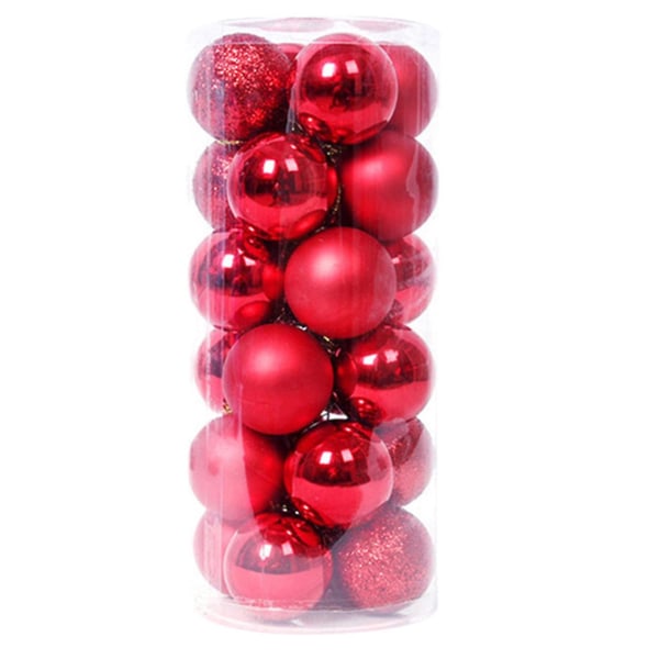 24st julbollsprydnader Splittrsäker julgranskulor Dekor Red 6cm