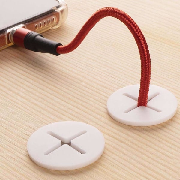 10 st Flexibel Silikon Kabel Hål Cover Skrivbordssladd Genomföring Gummi Grom 20mm White