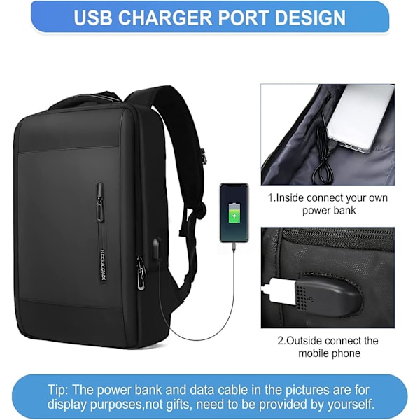 Stor Reseryggsäck Kvinnor, Kabinväska Ryggsäck Män, Vandringsryggsäck 17 inch Laptops Q1-black(simple)