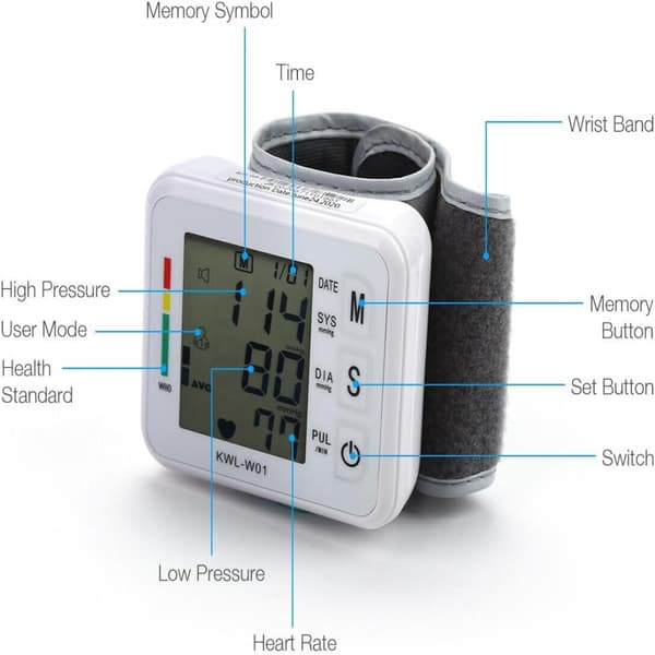 Blodtrycksmätare, med justerbart armband och LCD-display-DYDZ