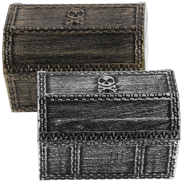 Piratlåda Leksaksförvaring Dekorativ Artikel Antik Brons Rektangulär 2-pack