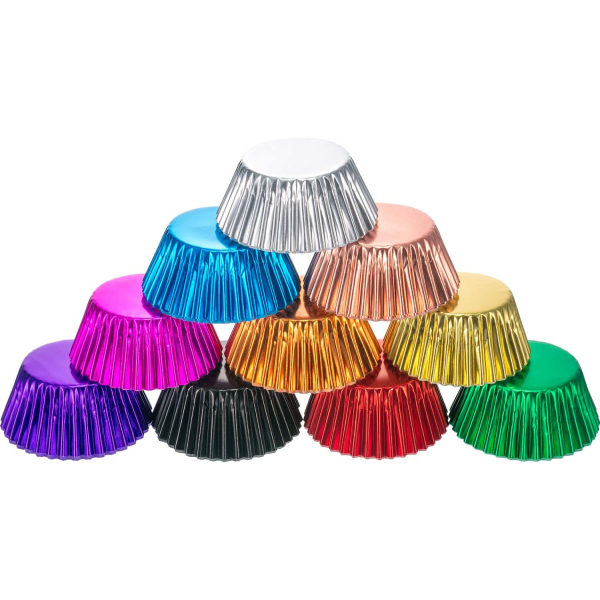 10 färger Folie Cupcake Liners Standard Pappers Bakformar Muffin