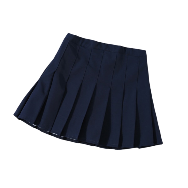 A-linje barnkjol kort veckad kjol Göm blått 130cm