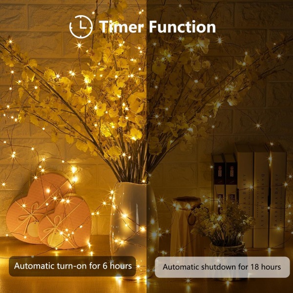 4-pack Fairy Lights batteridriven med timer, vattentät 16FT 50 LE Warm White 4 pack 50 LED