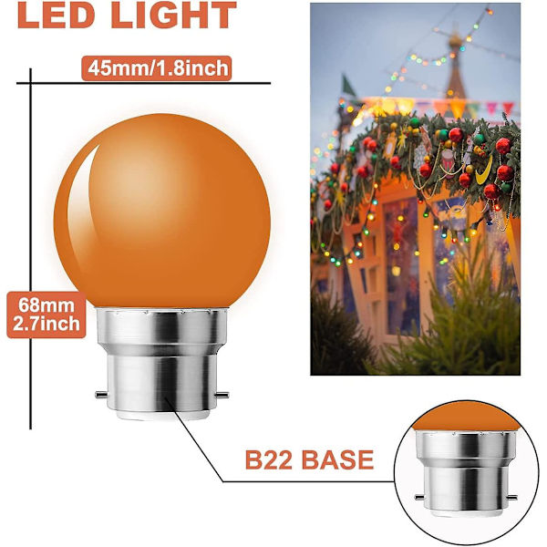 20-pack B22 Bajonett Färgade LED-Glödlampor 1W G45 Glödlampor LED Co