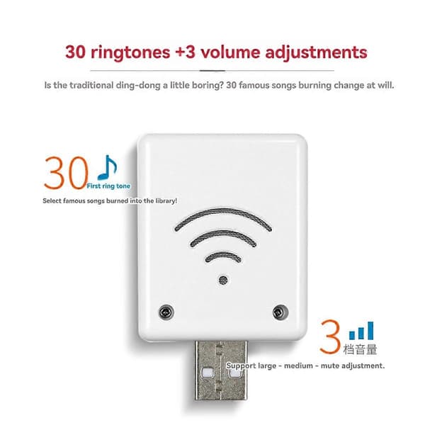 Trådlös Dörrklocka Smart USB Dörrklocka Dörr Natt Trådlös Dörrklocka