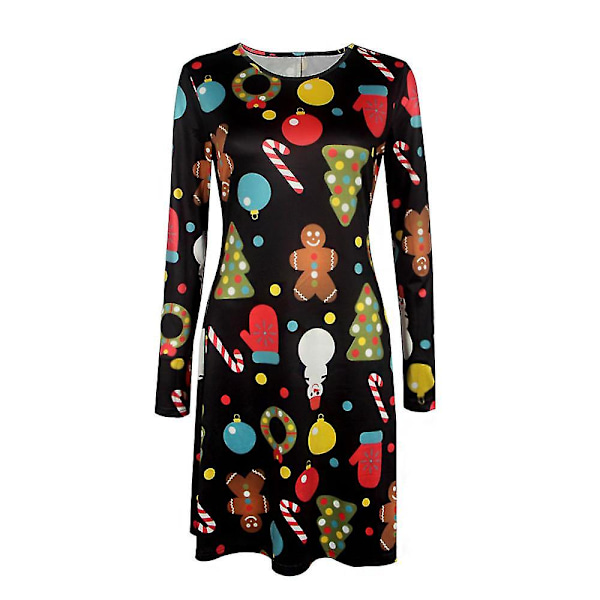 Kvinnors Festklänning Julklänning Damernas Semester Jultomte Swing M 4XL Gingerbread Man