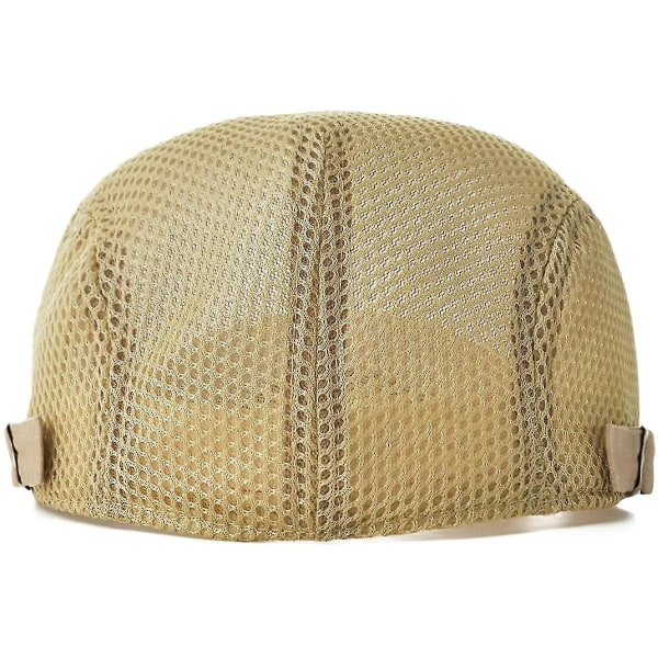 Herrar Andningsbar Mesh Sommarhatt Justerbar Newsboy Beret Ivy Cap Khaki