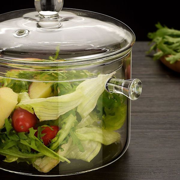 Glasgryta med lock 1,5L/50 Oz Värmebeständig Glasgryta för Spis