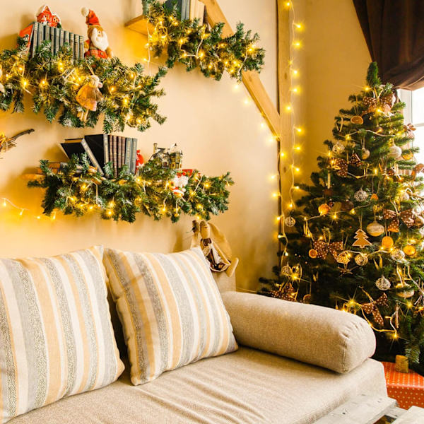 Varmt vita julbelysning inomhus, 10 meter 100 LED-julsträngljus Warm White