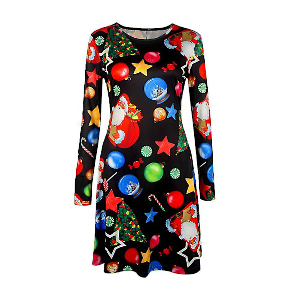 Kvinnors Festklänning Julklänning Damernas Semester Jultomte Swing M XL Lucky Stars