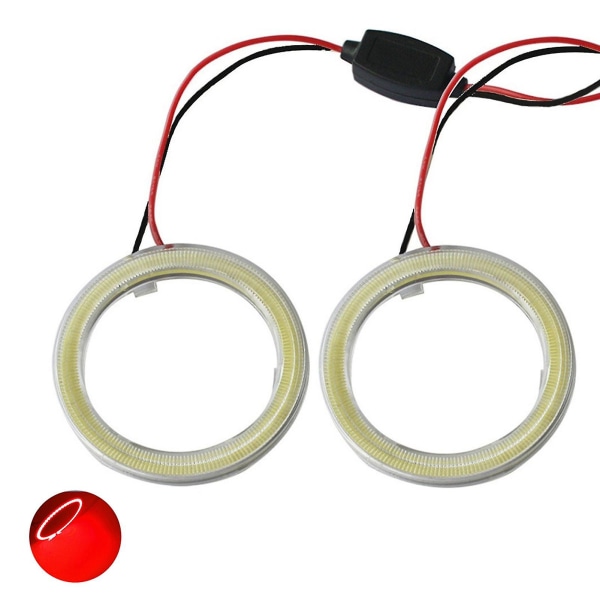 2st/ set Cob Led Angel Eyes Bil Fordon Ringar Head Light Bulb Lampa Red 90 mm