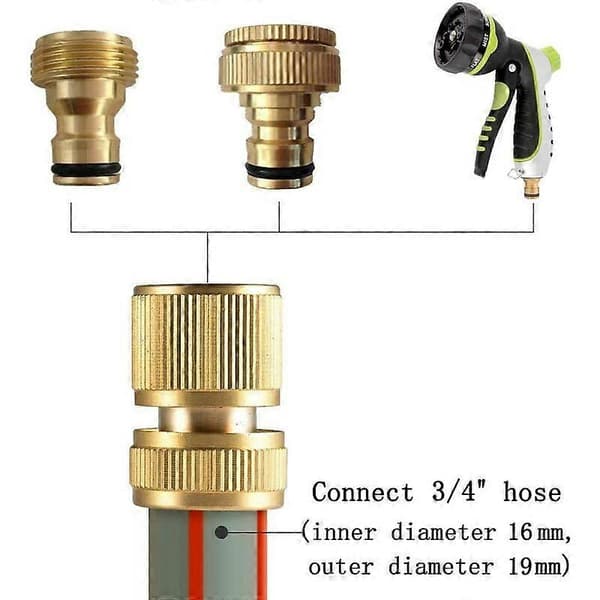 19mm (3/4\") Snabbkopplingar i mässing för trädgårdsslang (2-pack)