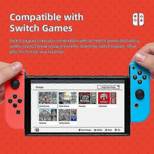 (VIT) Joycon Trådlös Handkontroll För Nintendo Switch, Stödjer Väckningsfunktion, Vänster Höger Fjärrkontroller Med Handledsrem