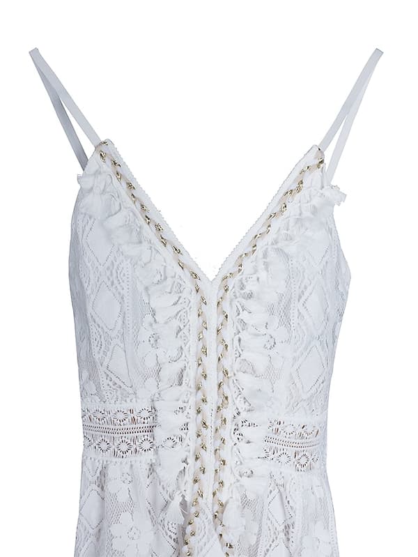 Maxiklänning för kvinnor, svingmodell, vit beige, ärmlös, tryck Beige M