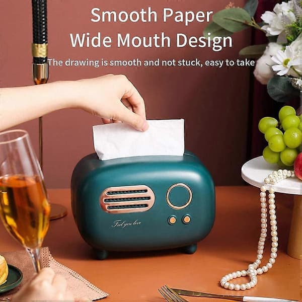 Retro Rektangulär Tissue Box, Radio Modell, Tissue Box, Praktisk och Trendig, Grön