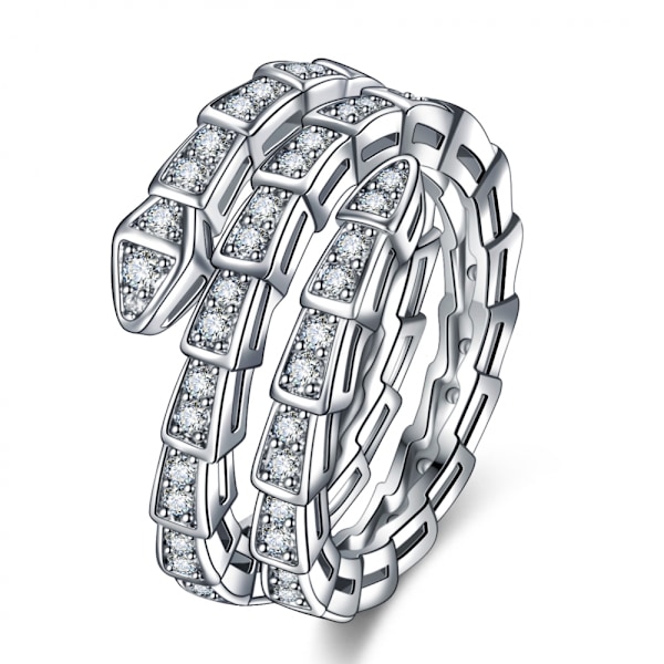 Silverring med tre varv, ormring i vitguld inklusive presentask, jul