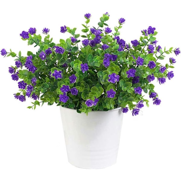 5-pack Konstgjorda Blombuketter, UV-beständiga Gröna Växter (Lila)