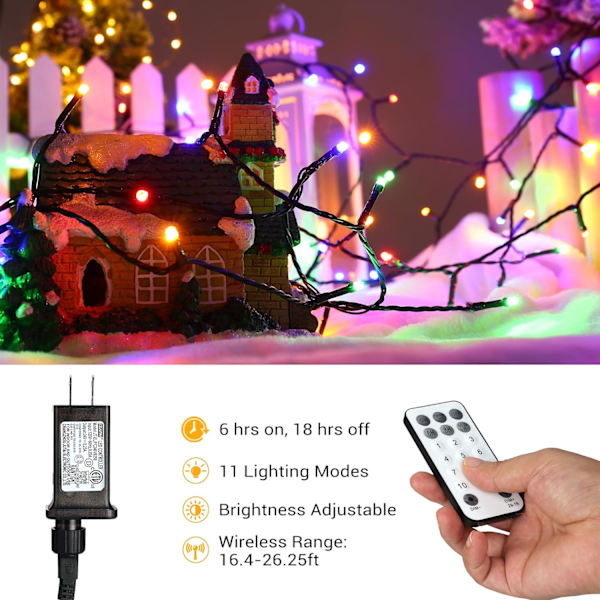 Julbelysning, 20 meter 200 LED Färgväxlande Trädbelysning 11-Funktioner Cool White & Multicolor 200 LED