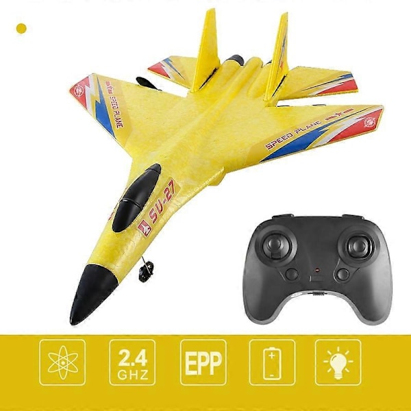 (Gul) HW28 (SU27) RC-plan för barn 2,4 GHz 2,5-kanals fjärrkontrollflygplan EPP-skum RC-glidflygplan - Gul