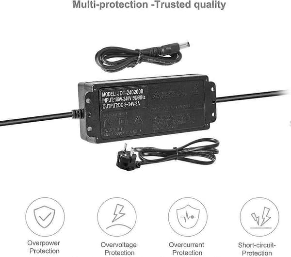 DC3-24V 3A 15W-72W Justerbar Belysningstransformator med LED-Strip Light Driver