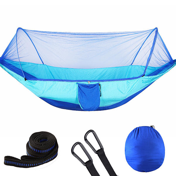 Ultralätt Resekamphängmatta Myggnät Hammock Himmelsblå färg 290x140