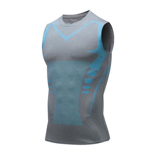 Ionic Shaping Vest för män, bekväma och andningsbara sporttoppar för att bygga en perfekt kropp Grey 2 3XL