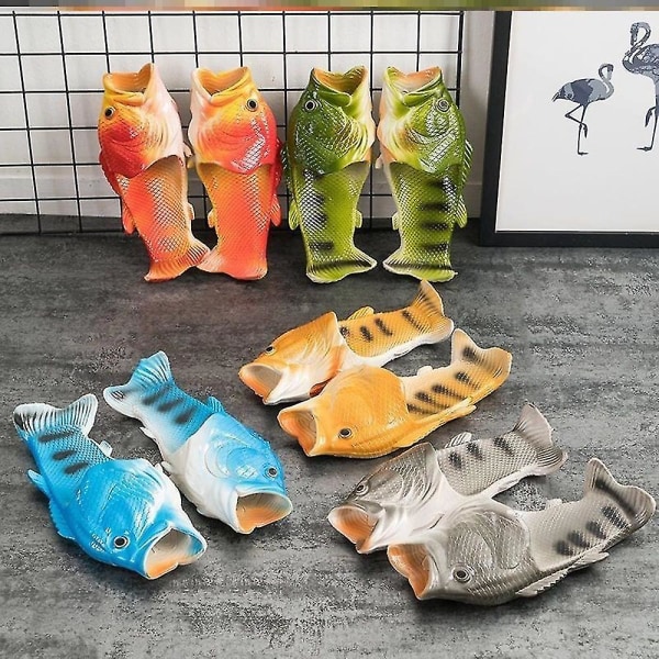 Unisex Simulerings 3D Fisksandaler Sommar Roliga Mode Flip Flops För 36-37 Blue