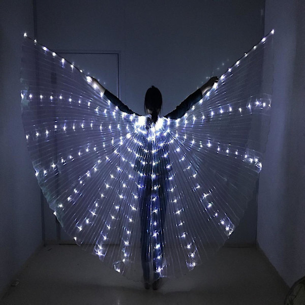 LED-vingar för magedans med utdragbara pinnar - Halloween- och julscenkläder för vuxna och barn Clear White - 110cm Kids