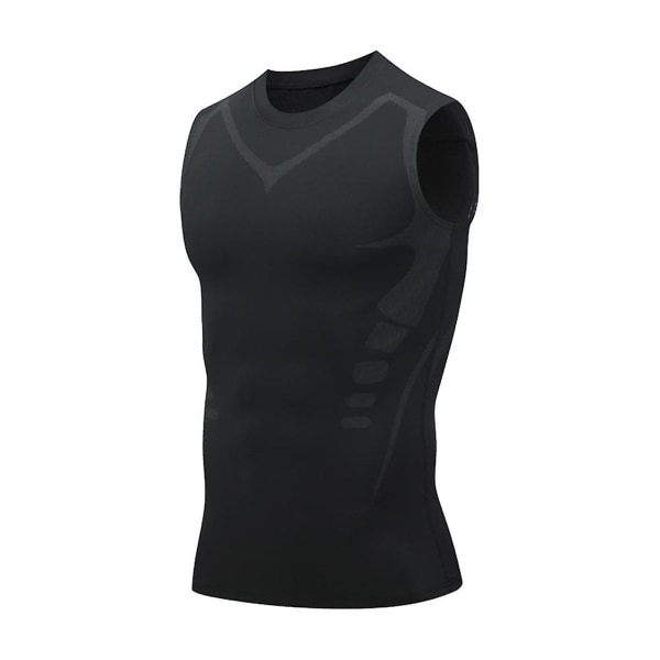 Ionic Shaping Vest för män, bekväma och andningsbara sporttoppar för att bygga en perfekt kropp Black 1 2XL