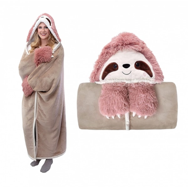 Söt Sloth Huvad Filt - Bästa Julklappar
