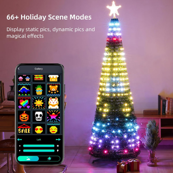 6 Ft Smart Christmas Tree Lights - 400 lysdioder med fjärrkontroll och appkontroll - 6Ft - Without Christmas Tree