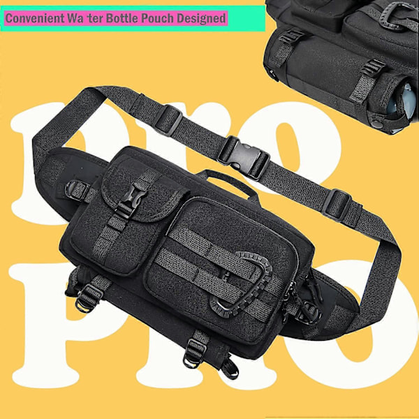 Utomhus Crossbody Midjeväska för Män, Vattenavvisande Taktisk Sling Bag för Män. Mångsidig Vandring EDC Bröstväska Ryggsäck, Taktisk Midjeväska Med Wa
