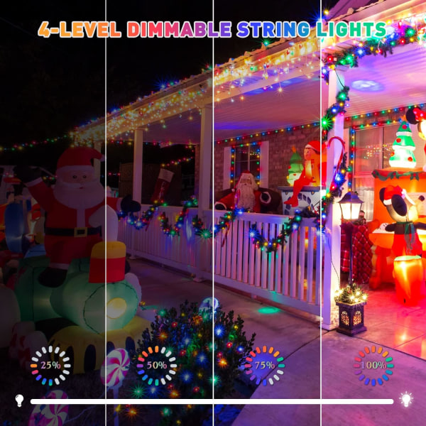 200 LED Flerfärgade Julbelysning Utomhus Vattentät, Utbyggbar 20m Warm White to Multicolor Connectable 200 LED