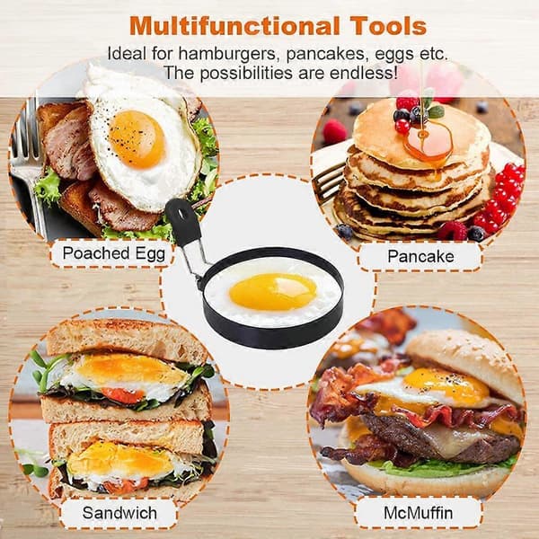 Stora 3,5\" Non-stick Äggringar Set om 4, Rund Muffinringform