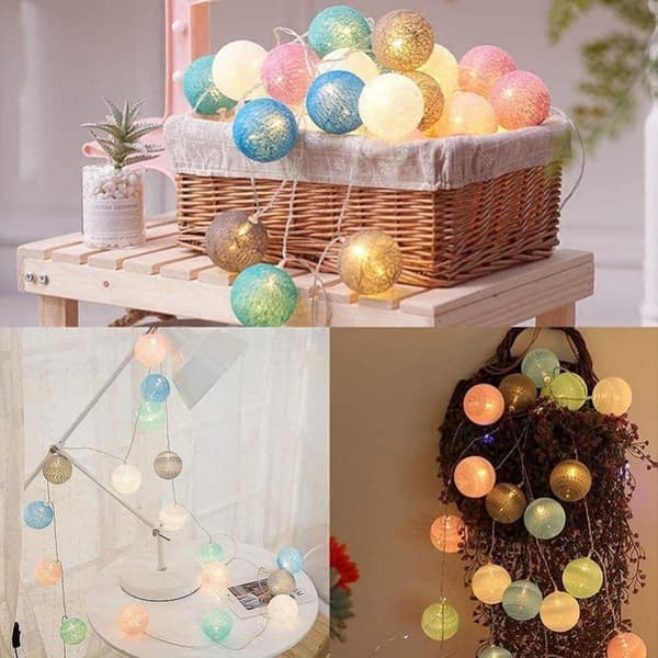 Bomullsboll Ljusslinga - 3M 20 LED Globe Ljusslinga (USB)