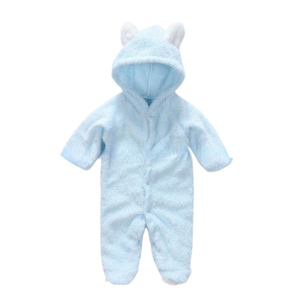 Nyfödda Bebis-Rompers Höst Vinter Varma Fleece Bebis Pojkar Kostym Ljusblå 3-6M