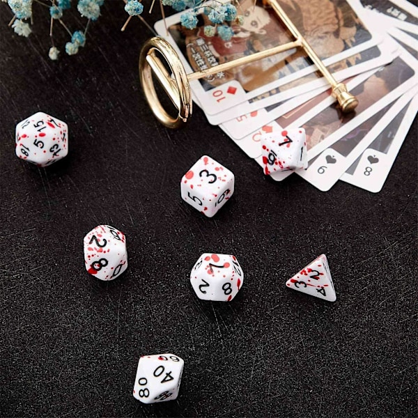 RPG DND Rollspel: Blodstänkta Polyhedrala Tärningar 7-Sats 14 Stycken