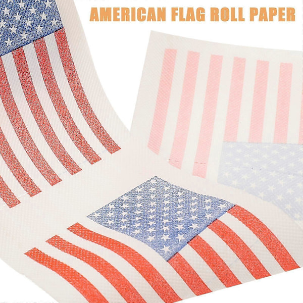 2 Rullar Amerikansk Flagga Toalettpapper Rullpapper Tissue Papper Badrum Toalettpappersrulle