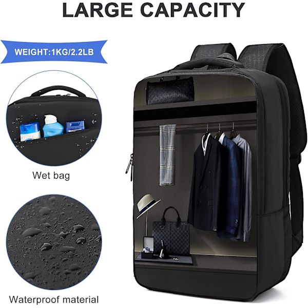 Stor Reseryggsäck Kvinnor, Kabinväska Ryggsäck Män, Vandringsryggsäck 15.6 inch Laptops G1-black(simple)