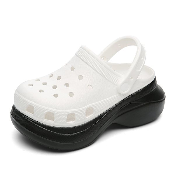 Kvinnors Klassiska Platform Clog Klassiska Hål Strandtofflor Svart och vit 39