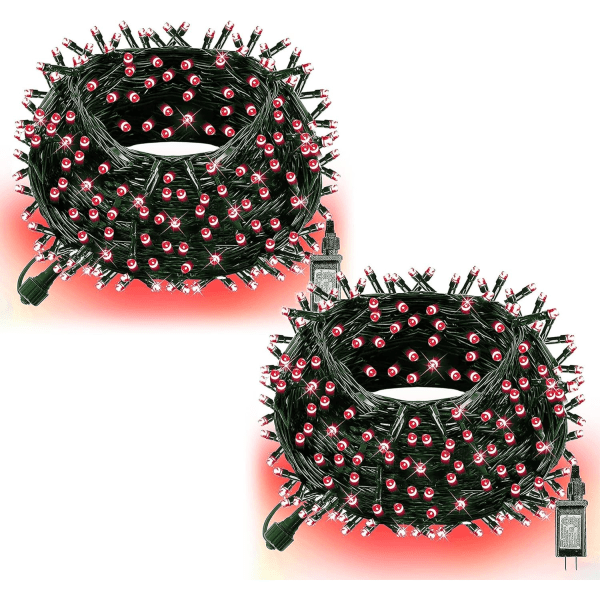 Ljusstrimma med 200 LED-lampor, 20 meter lång, för julbelysning Red 400 LED