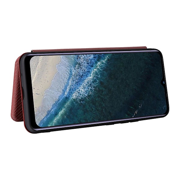 Kompatibel med Oukitel C25 Kolfibermönster Premium Flip Case Wit Brown