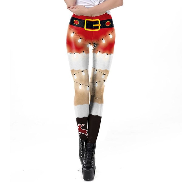 Kvinnor Leggings Mode 3d Digital Printing Christmas Leggings Roliga Se SKDK085 L