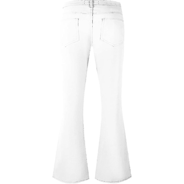 70-talsdiscobyxor för män herr jeansbyxor med klockbotten 60-tal 70-talsbyxor Vintage jeansbyxor Jeans för män 8 februari A010-white Large