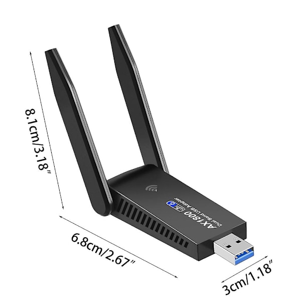 Trådlös USB Wifi 6-adapter USB 3.0 Nätverkskort 1800 Mbps Dubbelbands 2.4 GHz/5 GHz