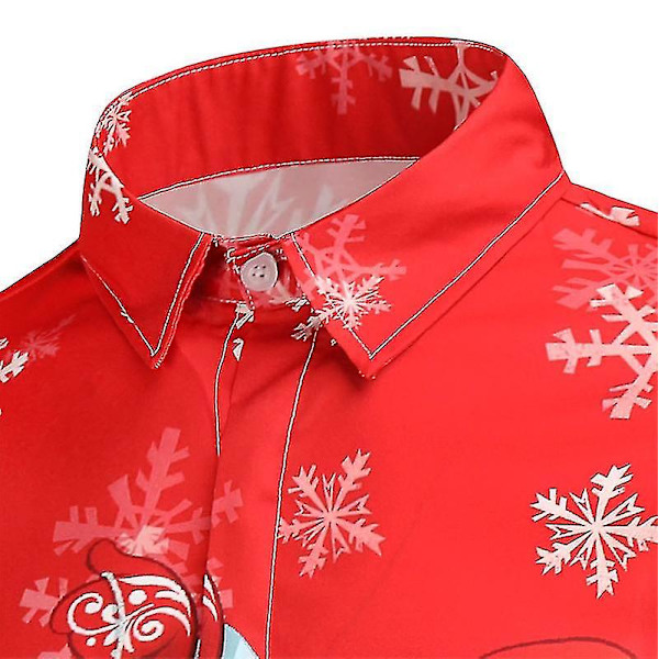 Herr julskjorta 3d kreativt printed långärmad jultemaklänning red XL