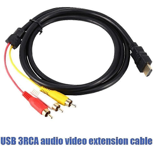 HDMI till RCA-kabel - 1,5 m 5 fot HD 1080p HDMI hane till 3 RCA AV Audio Video Converter Kabel Adapter