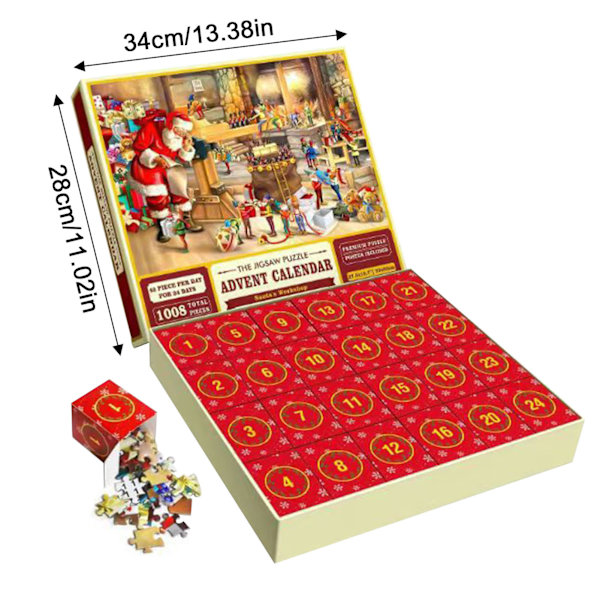 Julpussel Adventskalender 2023, 1008 bitar Pussel 24 dagar Chri C